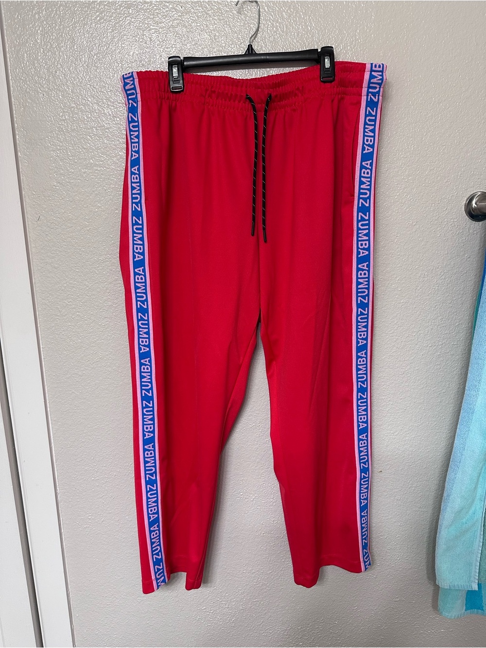 Zumba Fitness Red Track Pants with Side Logo Tape